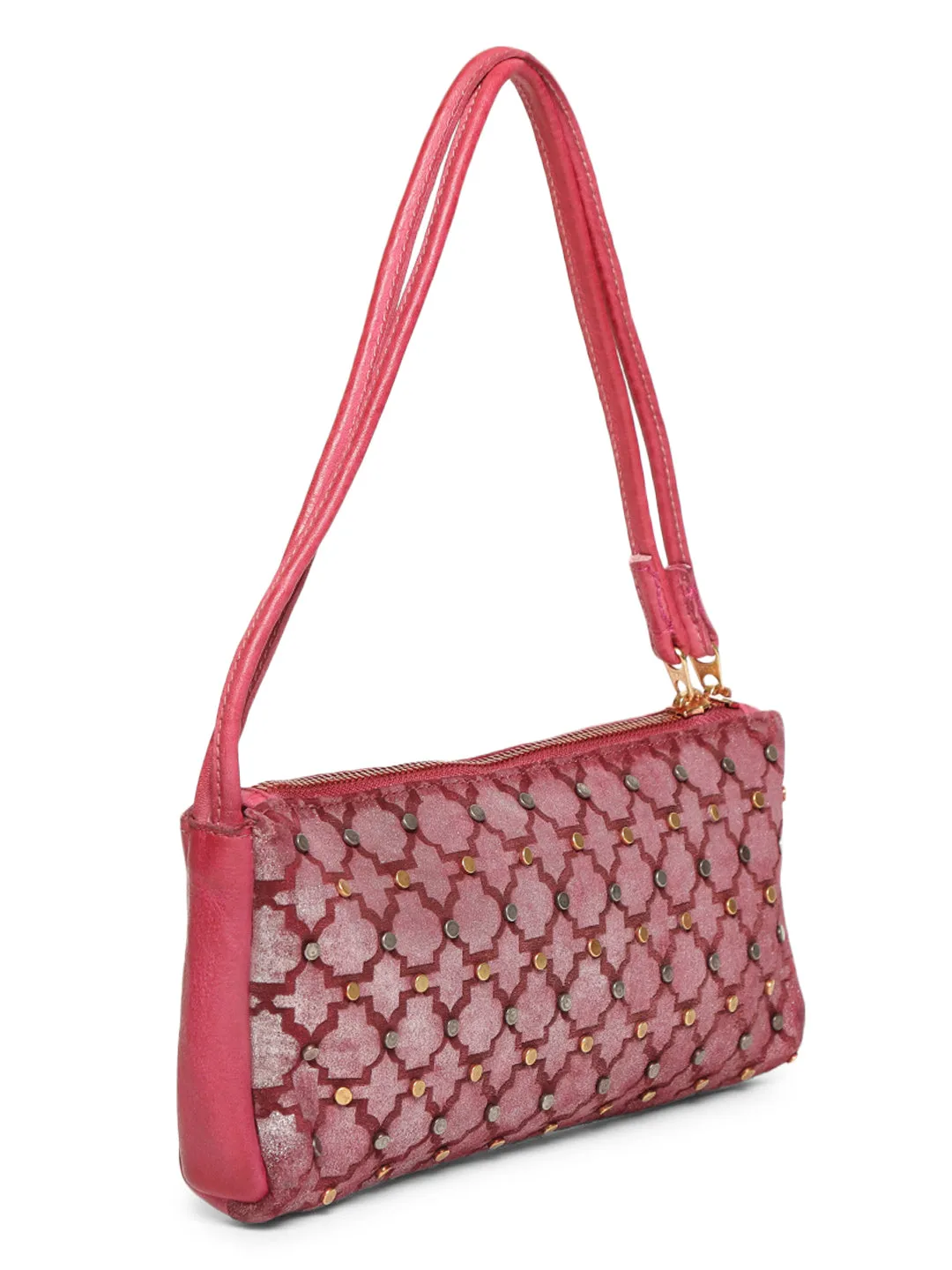 LUMINOSA: Red Leather clutch Bag By Art N Vintage