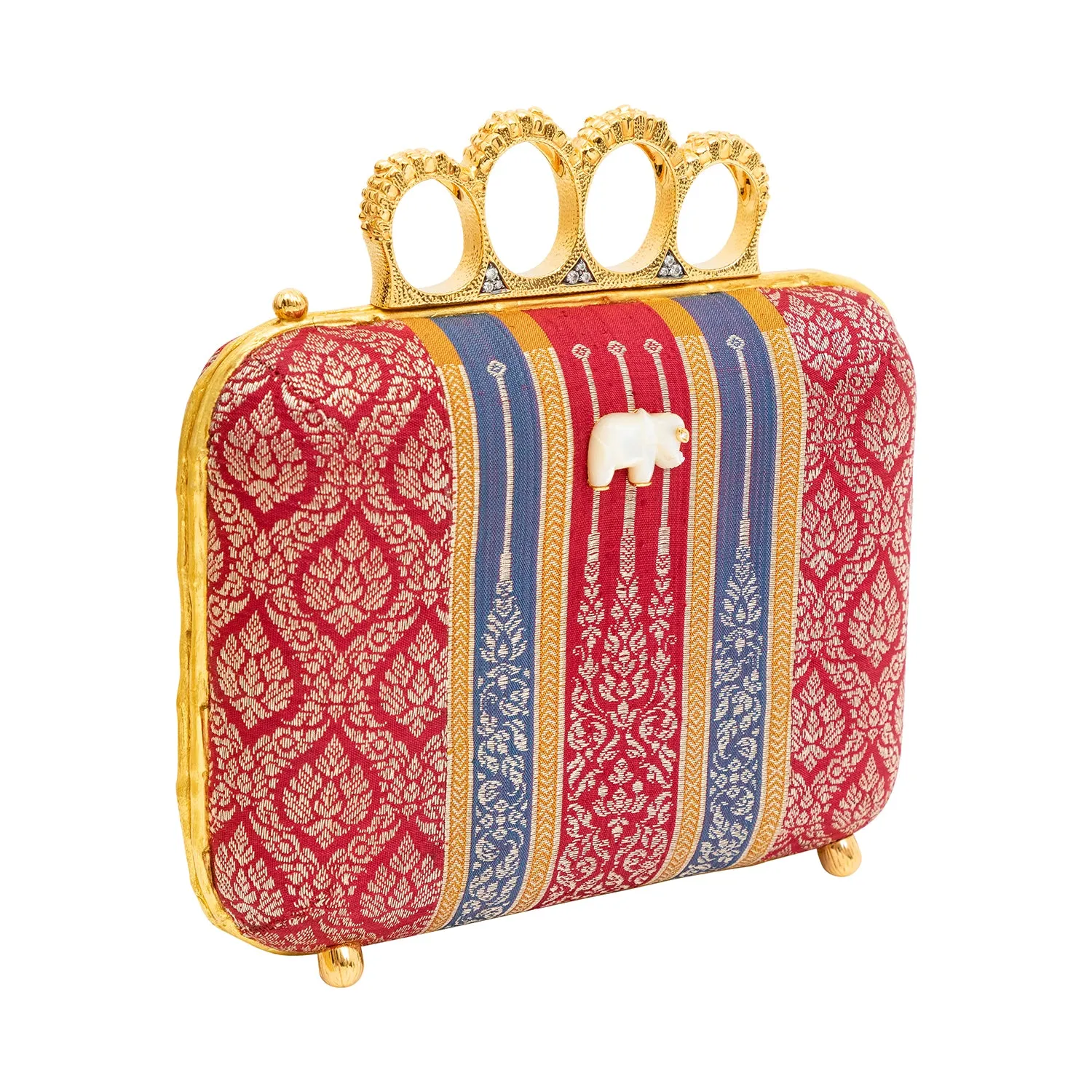 Silapacheep Textile Handbag with Elephant, Pink Tourmaline and Diamond
